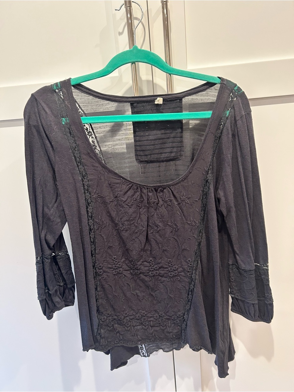 Tiny - Anthropologie - navy Embroidered Scoop Neck Blouse